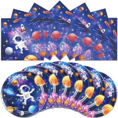 40 Pcs spaceman Birthday Party Supplies Party Decorations, Themed Plates, Napkins Baby Shower Ocean Party Decorations