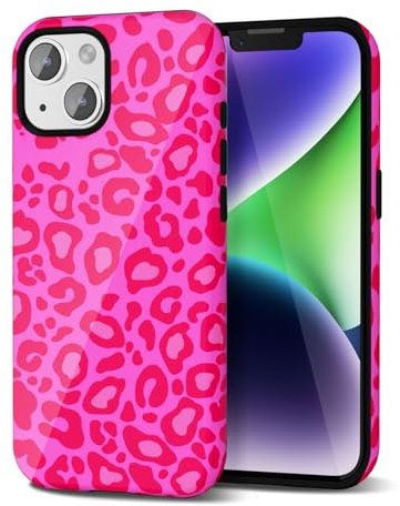 Svanove Cheetah Print Phone Case for iPhone 14 Plus Case Girly Trendy Leopard Pattern, Retro Cool Animal Print, Luxury Cute Case for Women, Aesthetic Y2k Hard Shell Plastic, Hot Pink