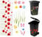Wheelie Bin Flower Stickers 2PCS Adhesive Bin Flower Sticke Sticker Wall Stickers Decal Daisy Stickers for Bins Fridge Kitchen and Household Decorations Waterproof Stickers (red)