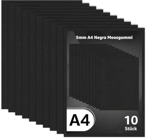 YOUNTHYE Mousse EVA Noir, EVA Foam Haute Densite, Mousse EVA 5mm Format A4 pour Bricolage et Cosplay, Papier Mousse Epais Lot de 10 Feuilles 210x297mm