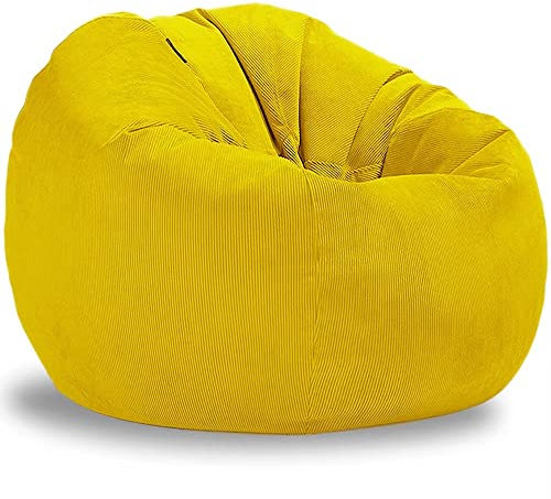 Sitzsackbezug (ohne Füllstoff) for Kinder und Erwachsene, Abnehmbarer, maschinenwaschbarer Grauer Bezug, extra großer Sitzsack, Stofftieraufbewahrung, weicher Premium-Cord(G,90cm)