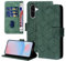 Auslbin Funda con Tapa para Samsung Galaxy A56 5G 6.64, Funda Samsung A56 Protectora Estilo Geométrico con Hebilla Magnética Móvil de Cuero PU, Verde