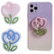2 Pcs Flower Silicone Grip Stand - Cute Flower 2D Cell Phone Holder - Collapsible Expandable Accessory for Smart Phone Tablet，Swappable Top Stand and Grip for Smartphones and Tablets (Pink&Blue)