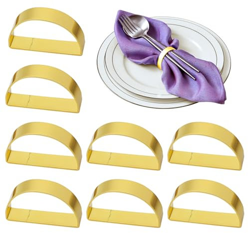 8 Anillos para servilletas, Anillos para servilletas, Anillos Dorados, Elegantes Servilleteros para Decoración de Mesa, Bodas, Navidad, Año Nuevo y Eventos Festivos