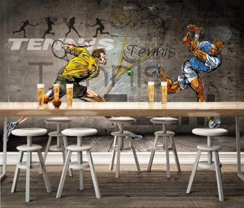 Tennis Sport Menschen 3D Tapete Büro Wohnzimmer Sofa Schlafzimmer TV Hintergrund Wand Dekoration-200cm×140cm