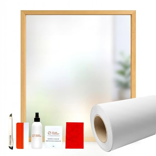 Solar Systems - Fensterfolie Weiße Matt 122x200cm | Selbstklebende Fensterfolie Sichtschutzfolie Milchglasfolie, Anti-UV Fensterschutzfolie mit Montagesatz für Büro, Badzimmer