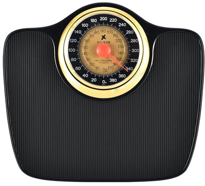 EILISON Mechanical Bathroom Scale for Home Use, Easy Read Analog Weight Scale with Large Dial Display in lb/kg, 400lb Capacity, Non-Slip Surface (Black)