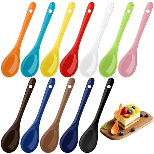 Mssushi 12PCS Colori Cucchiaini da Caffè Ceramica, 12cm Cucchiai in Ceramica, Cucchiaini da Dolce, Cucchiaini Gelato Multiuso per Tè, Dolce, Yogurt, Dessert e Cocktail