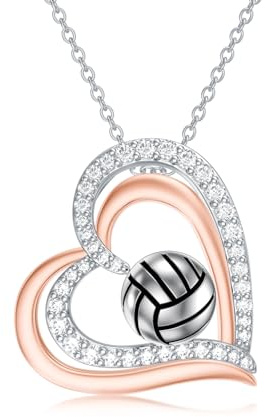 PROESS Ballsport Kette 925 Sterling Silber Volleyball/Fußball/Basketball Anhänger Sport Schmuck Geschenke für Frauen Mädchen