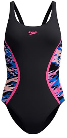 Speedo Hyperboom Splice Muscleback One Piece Schwimmanzug für Damen, Schwarz, 44