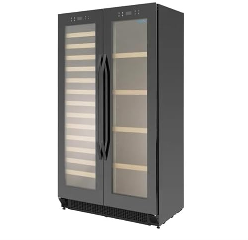 Polar G-Series Double Door Beer and Wine Fridge 365Ltr, Black | Commercial refrigeration unit provides reliable cooling for bottled beverages in busy hospitality venues.