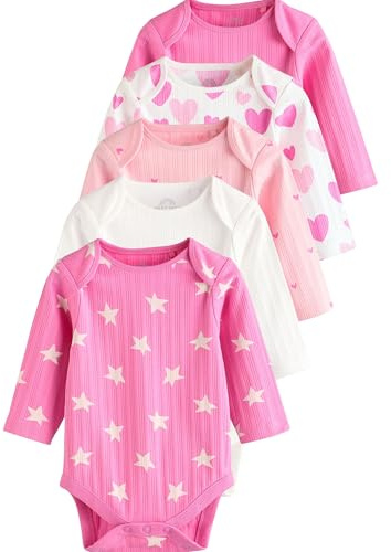 NEXT Baby Mädchen Standard Langärmelige Bodys 100% Baumwolle, 5 Stk.