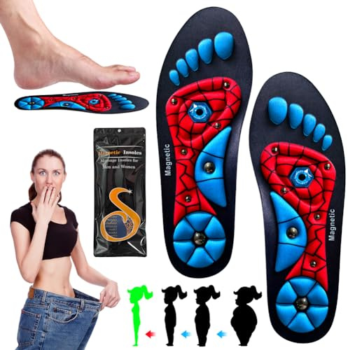 Magnetische Einlegesohlen Original, Einlagen zum Abnehmen Magnetische Schuheinlagen Akupunktur 2025 Neu Akupressur Einlagen Schuheinlagen Orthopädische für Damen und Herren, Rot S(36~40)