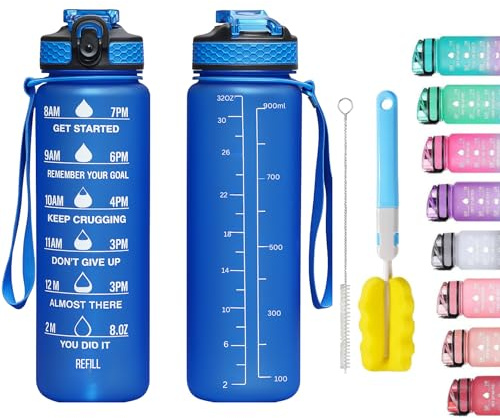 Apex.99 Motivational Water Bottle with Time Markers 1L / 32oz, BPA Free Tritan Leak Proof Gym Water Bottle with Measurements, Reusable Sports Bottle for Men & Women (black and white)