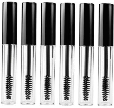 HONMEET 6 Stück Teiliges Leeres Wimperntusche Behälter mit Transparentem Flakon und Schwarzem Deckel Wiederbefüllbare Eyelash Tube für DIY Wimperntusche und Cremes
