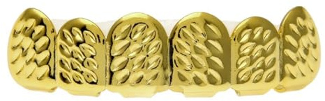 Zambuph Hip Hop Diamond Gold Teeth Grill Bling Accessories For Memorable Events Parties And Fashion Shows Etc. Fake Teeth Grill Vampire Women Men Kids Adults Diamond Gold Plated Top Bottom