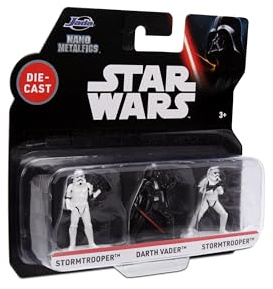 Jada Toys Star Wars Nano Die-Cast Figuren 3er Set, Stormtrooper, Darth Vader, Stormtrooper 2, 4 cm 1.65 Zoll – Mehrfarbig
