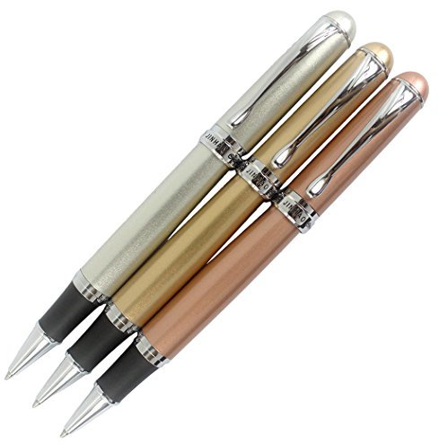 Sipliv 3PCS Jinhao X750 Rollerball Pen in 3 Colors, Black Ink, Silver & Champagne Gold & Rose Gold