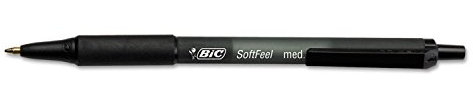 BIC SCSM11BK Soft Feel Druckkugelschreiber, schwarze Tinte, 1 mm, Medium, Dutzend