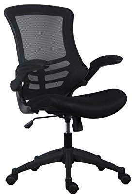 office hippo Gewebe-Operator-Bürostuhl, höhen- und kippverstellbarer ergonomischer Stuhl mit Spannungskontrolle, hochklappbare Armlehnen, für die tägliche Verwendung, bis zu 115 kg Tragkraft, Schwarz