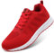 ANBIWANGLUO Damen Turnschuhe Sportliche Laufschuhe Schnürschuhe Atmungsaktive Outdoor Cross Trainer zum Joggen Rot 38 EU