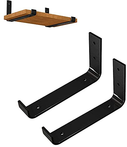 Lot de 2 équerres à Fixer au Mural industrielles Robustes pour étagère Flottant, Supports d’Angle pour Tablette Rustique Industriel, Forte capacité 50kg(20cm)