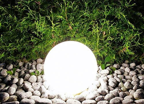 Trango 1er Set 200WB IP65 Gartenkugel in Weiß matt 20cm Durchmesser inkl. je 1x E27 LED Leuchtmittel *SNOW* Kugelleuchte inkl. ca. 5 Meter IP44 Kabel Gartenleuchte, Leuchtkugel, Wegleuchte, Kugellampe
