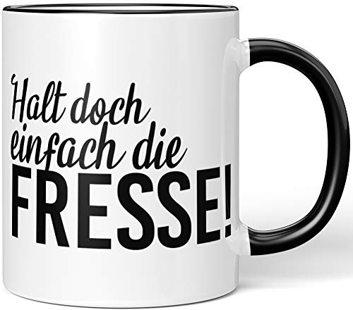 JUNIWORDS Tasse, Halt doch einfach die Fresse! (1000270), Wähle Farbe, Schwarz