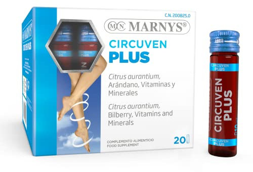 Marnys Circuven Plus Arándano Azul Útil para la Circulación Venosa, Piernas Más Ligeras, Disminuye la sensación de Piernas Cansadas, 20 Viales bebibles de 10 Ml