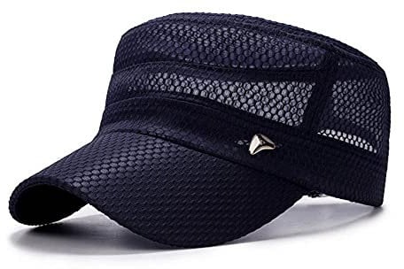 Uteruik Herren Army Cap Mesh Military Hat Flat Top Einstellbare Baseball Cap Sonnenhut mit Herz Nieten (#D)
