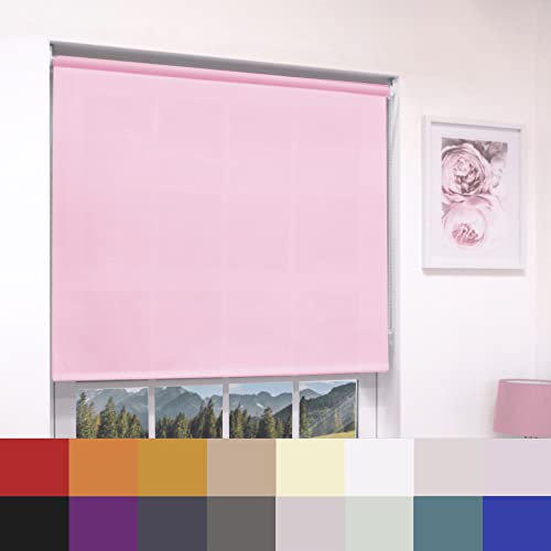 Pink Plain Dim Out Fabric Roller Blind Made To Measure Maximum of 60cm Width All Fitting Included Easy FIt Child Safe