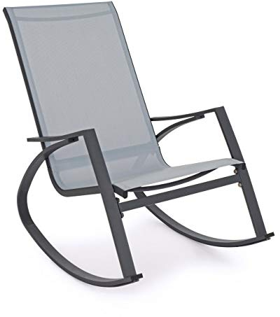 Estosa - dondolo in alluminio con seduta in textilene colorata robusta e stabile adatta per arredo giardino, bordo piscine, terrazze, poltrona a dondolo (Grigio)