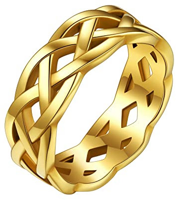 Bestyle Damen Keltischer Knoten Ring Edelsthal Geschlossener Ring für Geliebte/Freundin/Tochter zum Geburtstag/Valentinstag/Weihnachten Gold 67