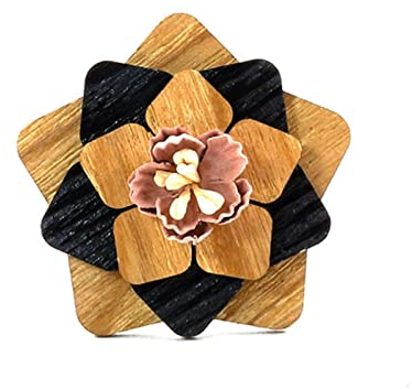 KhuWan Broche en Bois Costume pour Hommes Fleur Broche à la Main Femmes Revers Fleur bâton épingle Badge Chapeau Corsage Corsage