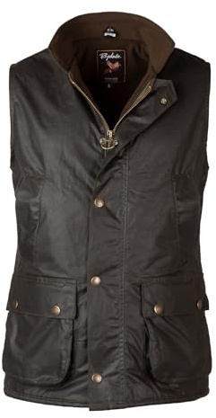 Rydale Men's Fleece Lined Wax Waistcoat Waxed Gilet Sleeveless Jacket Olive