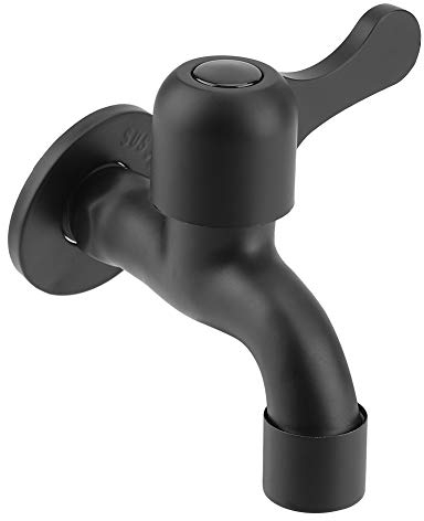 Wasserhahn, Edelstahl, Schwarze Wandmontage, Einzelner Kaltwasserhahn für Gartenwäsche, Badezimmer, Spüle, Waschmaschine(Wasserhahn der Waschmaschine)