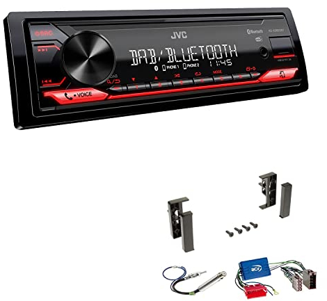 JVC KD-X282DBT 1-DIN Digital Autoradio DAB+ Bluetooth USB Einbauset kompatibel mit Audi A6 Avant 1997-2001 schwarz