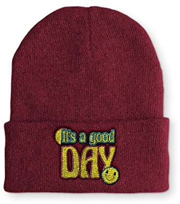 It´s a good Day Statement Beanie Mütze mit Spruch, Farbe: Bordeaux