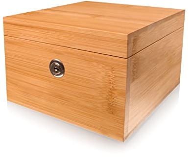 surebox Small Lockable Box - Bamboo - Lock & Key - Secure Home Storage