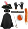 Kids Cat Bandit Costume - Black Tricorn Hat, Black Cape, Black Eye Mask, Fake Sword, Belt, Gloves, Orange Cat Tail and Orange & White Facepaint - Childs TV Movie World Book Day Fancy Dress Costume
