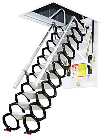 Dachbodentreppe mit klappbarer Teleskopklappe für Dachbodentreppen Deckentreppe Scharnier 2 m-4 m benutzerdefiniert (Lochgröße: 70 x 130 cm, Höhe: 3 m/3 m)