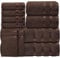 Casabella Luxury Bath Towel Set- 10 Piece Towels for Bathroom 100% Cotton-2 Bath Towels, 2 Hand Towels, 4 Face cloth & 2 Body Wash Gloves Highly Absorbent Hotel Quality Towel Bale Set Brown