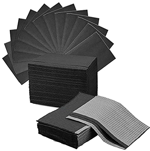 Dental Lätzchen, 125 Stück Tattoo Lätzchen,Black Dental Lätzchen,Tattoo Abdeckungen Mehrzweck,Einweg wasserdichte Tattoo Lätzchen Tattoo Tischdecken Clean Pad Saubere Tattoo-Tablett Tattoo Zubehör