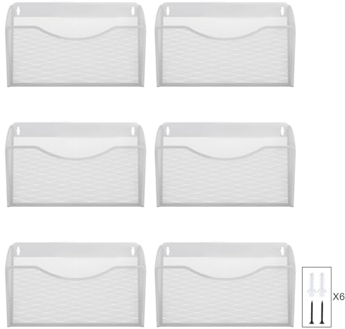 EasyPAG Metall Querformat A4 Zeitschriftenhalter Wand Zeitschriften Wandhalter Aktenablage Dokumentenhalter Hängend Magazin Organizer,6er-Pack,Weiß