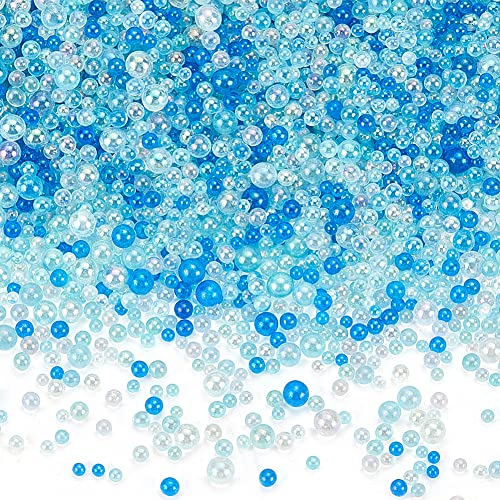 OLYCRAFT 200g Blaue Glasblasenperlen 2~3 mm Nail Art Glasperlen Kein Loch Blasenperlen Blaue Wassertropfen Blasenperlen Winzige Runde Glasperlen Für DIY Handwerk Nail Art Dekoration