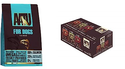 AATU 80/20 Dry Dog Food - Salmon 10kg - High Protein Grain Free Recipe & Adult Dog Food Wet Tins - Variety Pack (6x400g) - Grain Free Recipe with No Artificial Ingredients