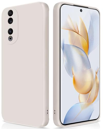 GiiYoon Case Compatible with Honor 90, Silky-Soft Touch Full-Body Protective Phone Silicone Case, Shockproof Cover with Microfiber Lining, off white