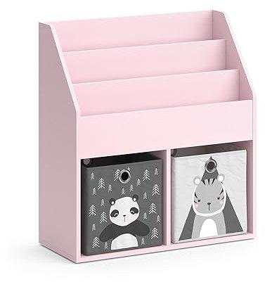 Vicco Kinderregal Luigi, Rosa, 72 x 79 cm mit 2 Faltboxen (Panda, Tiger)