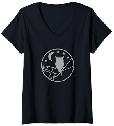 Eule im Baum für Naturfreunde, Eulenfreunde, Vogelschützer T-Shirt mit V-Ausschnitt