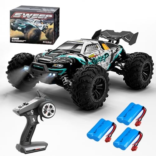 X-Verse 16101PRO 70KM/H Ferngesteuertes Auto Bürstenloser, 1:16 RC Auto Hohe Geländewagen Offroad Rennauto, 4WD Wasserdichtes RC Truggy RC Truck für Erwachsene - 3 Batterien